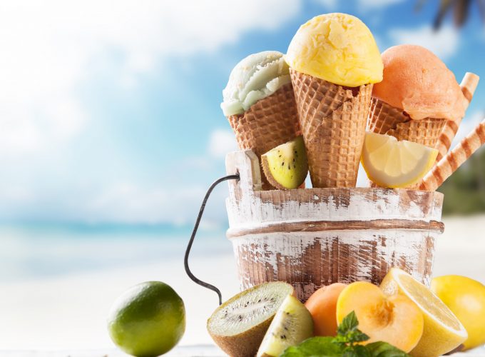 Wallpaper ice cream, beach, lemon, apricot, lime, delicious, 8k, Food 429421943